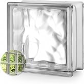Seves Glass Block 8 x 8 x 4 Nubio Glass Block | Classic Wave Pattern | Walls, Windows, and Partitions | Easy Install for Residential and Commercial Use