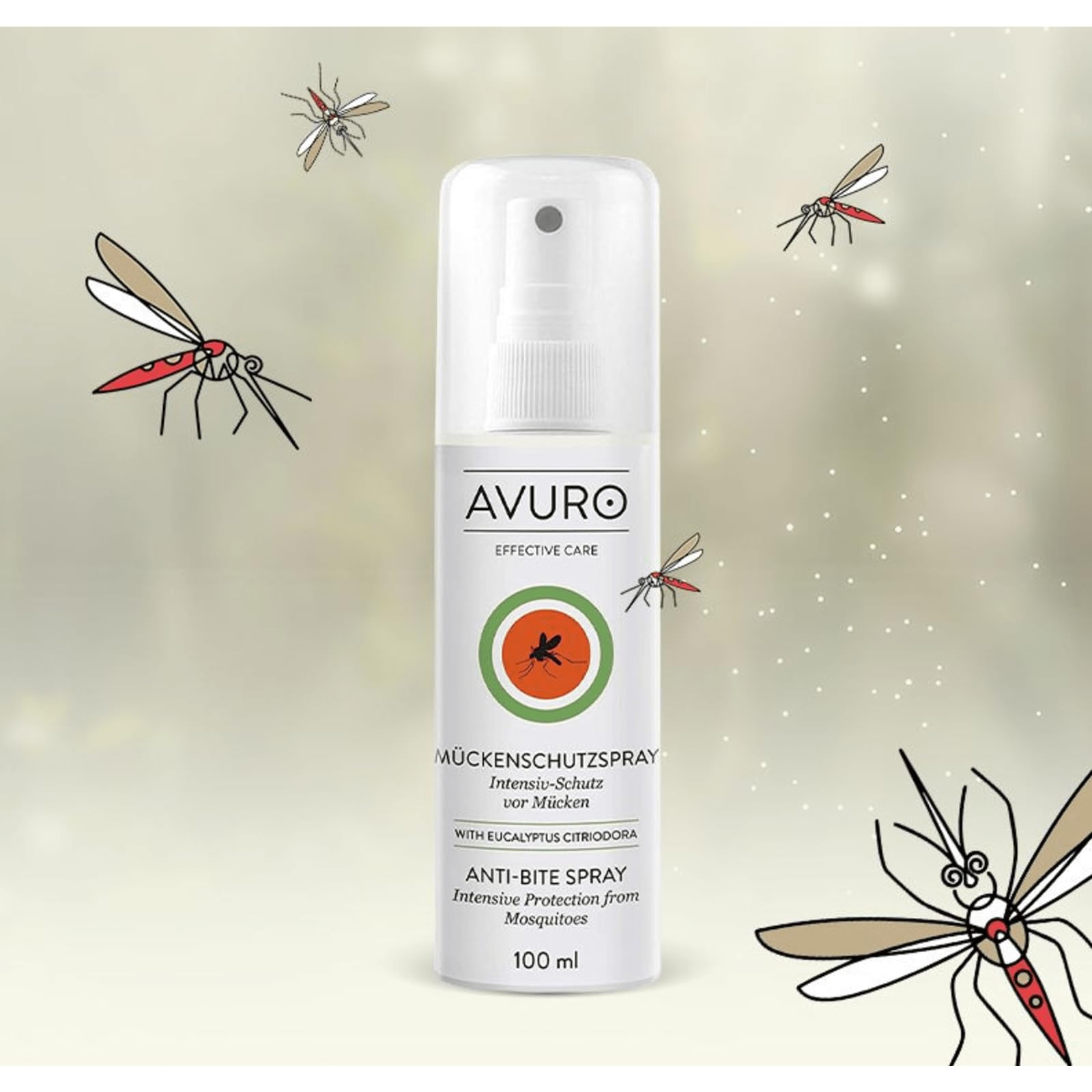 AVURO Mückenschutz Spray 100ml, langanhaltender Schutz vor Insekten, 100% pflanzlicher Wirkstoff Eucalyptus Citriodora Öl, DEET-frei 2