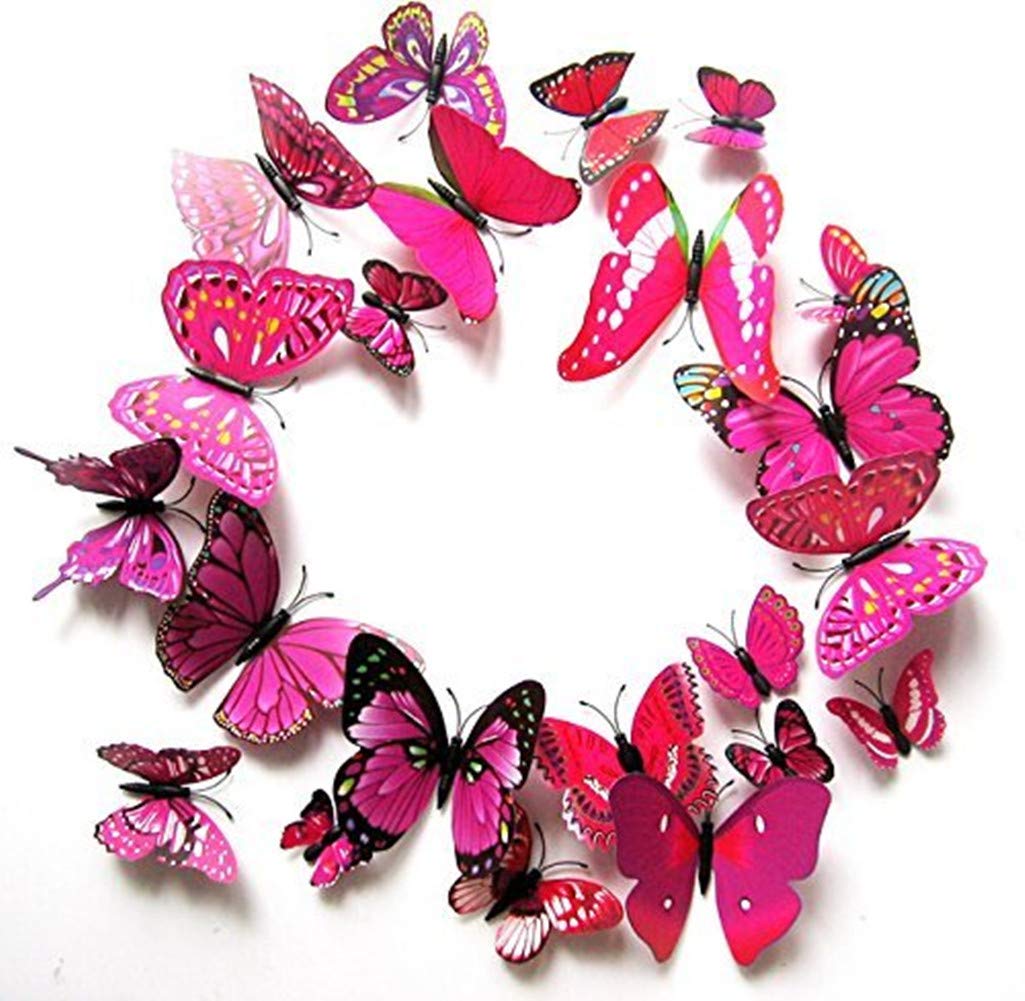 Kentop 12pcs Pegatinas 3D de Mariposa DIY Decoración Pared para ...