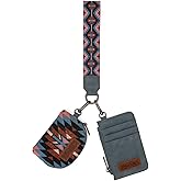 Wrangler Aztec Keychain Wristlet Wallets for Women Western Dual Pouch Wristlet Credit Card Holder Wallet with Zipper Pocket WG2213-W0051NY