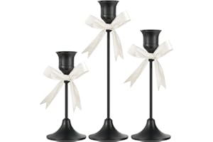 FSyueyun Black Candle Holder Set of 3, Elegant Metal Candlestick Holders for Vintage Taper Candle Holders, Perfect for Table Centerpieces, Fireplace Mantels, Home Decor, Weddings and Party Decorations