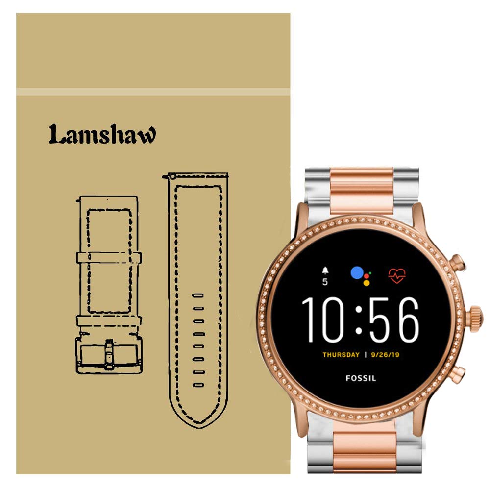 Compatible for Fossil Julianna Bands, LvBu Stainless Steel Metal Replacement Straps Compatible for Fossil Women's Gen 5 Julianna/Fossil Julianna HR (Silver-Rosegold)