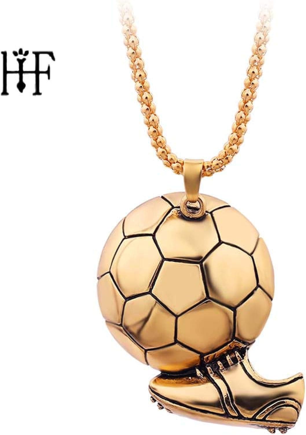 WYFLL Sporty Football Soccer Shoes Pendant Men's Necklace Gold Alloy