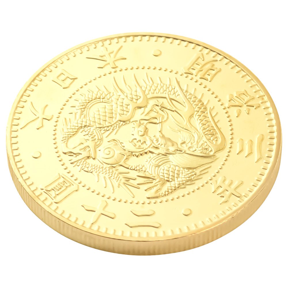 Reprint Modern Coin Inscription Meiji Three Year Old Double Currency Gold Coins Gold Plated Brushed Finish