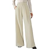 Arach&Cloz Women's Wrinkle-Free Pleated High Waisted Business Casual Wide Leg Dress Pants 2026