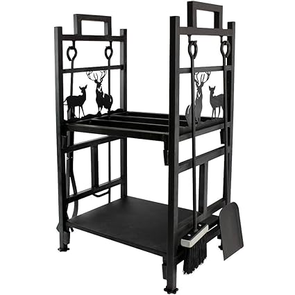 Inno Stage Fireplace Log Holder 2 Layer Iron Fire Wood Rack With 4