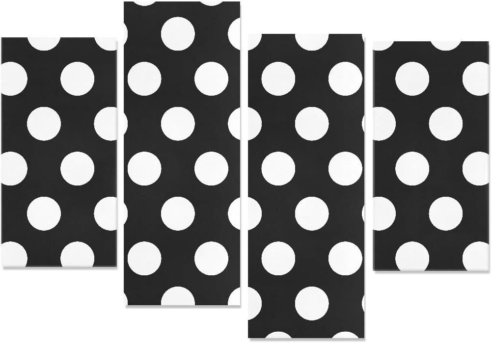 zxwxnla 4 pieces art living room wall decor black white polka dot art wall decor for kitchen no frame living room office hotel home decor gift
