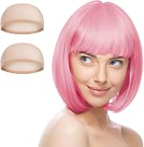 Aomig Pink B Short Bob Wig 3 PCS Synthetic Heat Resistant Women view 8