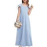 Galawaqe Kids Junior Bridesmaid Dresses Chiffon Flower Girl Dress for Teen Girl Long Party Pageant Gowns