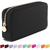 Embla Makeup Bag Travel Cosmetics Pouch and Toiletry Bag, Nylon Zipper Pouch Purse, Cute Make Up Organizer Storage Tote for Women Girls, Waterproof Travel Skincare Case, Small Makeup Bags, Black