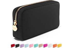 Embla Makeup Bag Travel Cosmetics Pouch and Toiletry Bag, Nylon Zipper Pouch Purse, Cute Make Up Organizer Storage Tote for Women Girls, Waterproof Travel Skincare Case, Small Makeup Bags, Black