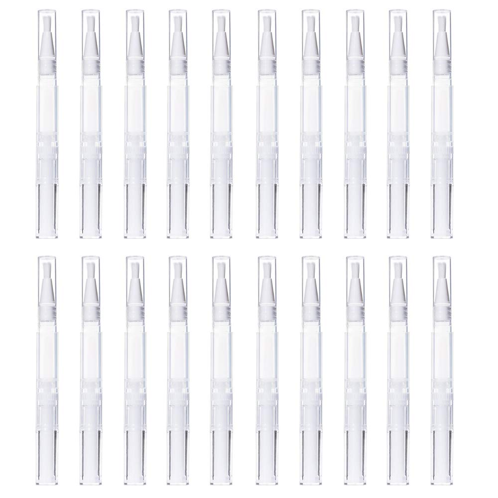 20Pcs 3 ml Transparent Twist Pens Empty Nail Oil Pen with Brush Tip Lip Gloss Brush Applicators Eyelash Growth Liquid Tube