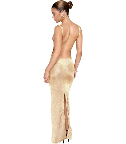 Caviotess Women's Sexy Open Back Glitter Maxi Dress Sheer Mesh Beach Cover Up Dress Sleeveless Party Vacation Dresses Blue : Clothing, Shoes & Jewelry