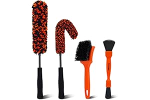 YeewayVeh 4PCS Car Wheel Cleaning Kit, Bendable Microfiber Tire & Rim Cleaner, Scratch-Free Double Head Detailing Brushes for