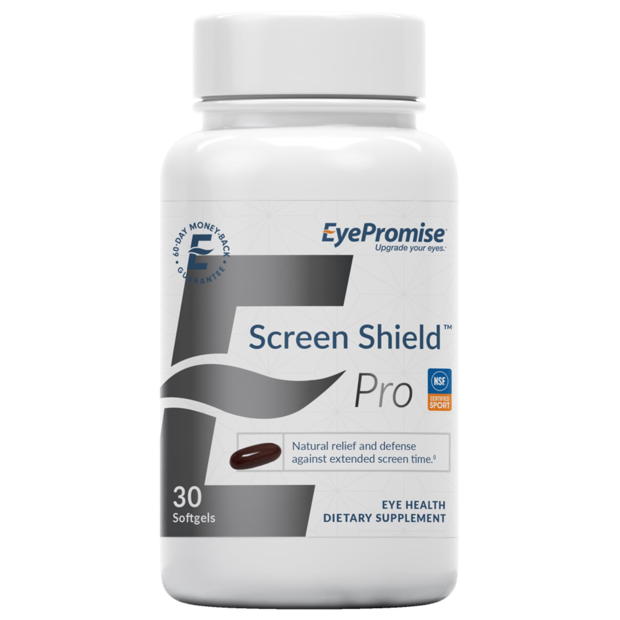 EyePromise Screen Shield Eye Vitamin - 30-Count, 30-Day Supply - Eye Supplement with Omega 3s, Zeaxanthin, Lutein, Bilberry, Zinc & Vitamins for Tired, Strained Eyes