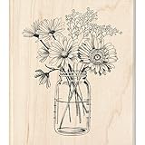 Inkadinkado Floral Mason Jar Mounted Rubber Stamp