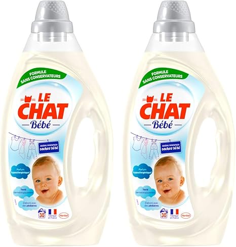 Le Chat Bébé Lessive Liquide Hypoallergénique 60 Lavages Lot De 2 X 16l
