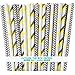 Outside the Box Papers Gray and Yellow Stripe and Chevron, Polka Dot Paper Straws 7.75 Inches 75 Pack Gray, Yellow, White