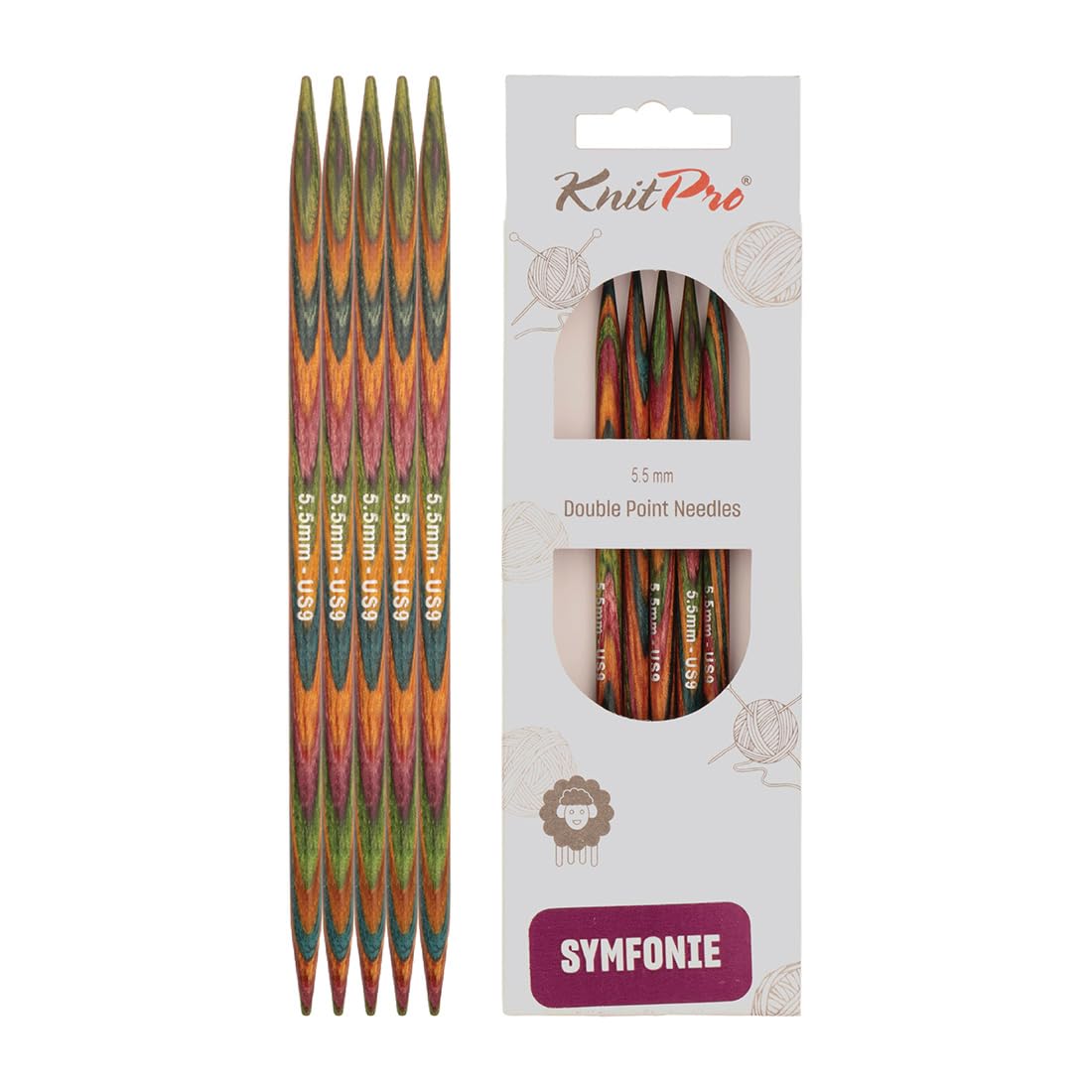 KnitPro Symfonie Double Pointed Needles 6" (15cm) | 5.50mm
