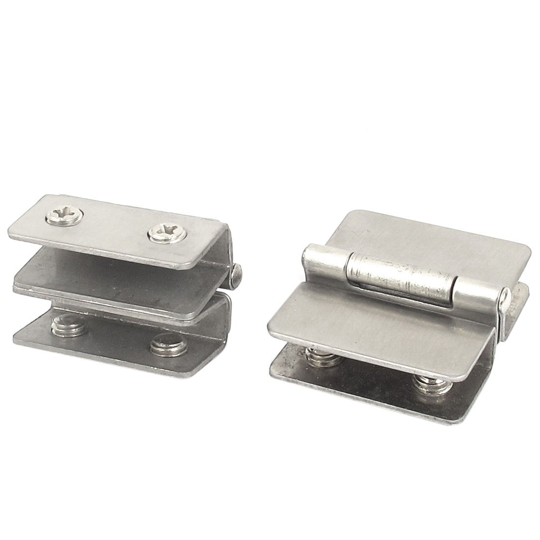 Sourcingmap 6mm-8mm Thickness Double Action 180 Degree Glass Door Clamp Hinge 2Pcs