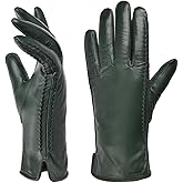 Harssidanzar Womens Winter Warm Lining Lambskin Leather Gloves Touchscreen Texting Warm Driving Gloves HL001US