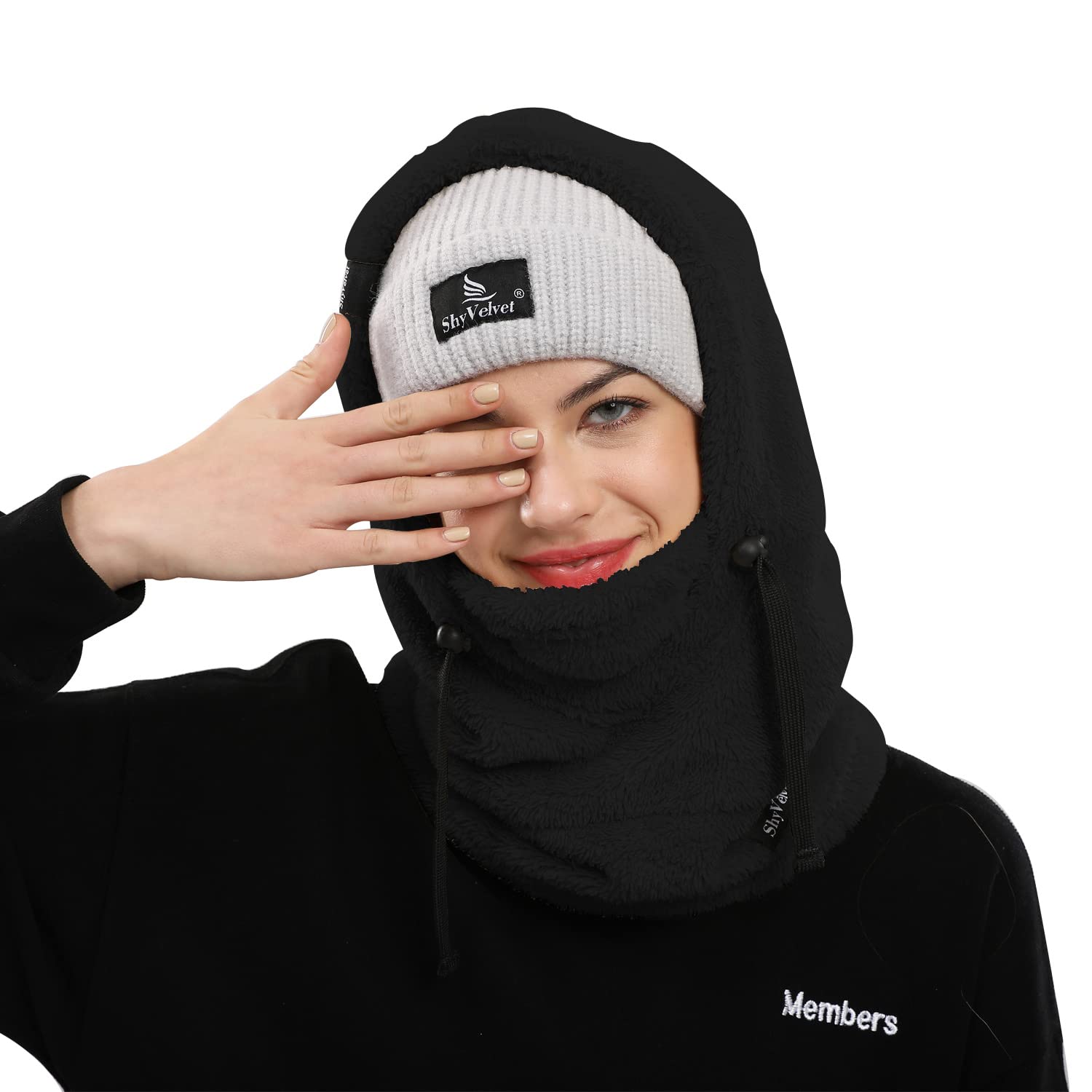 Shy Velvet Balaclava Wind-Resistant Winter Face Mask,Fleece Ski Mask for Men and Women,Warm Face Cover Hat Cap Scarf