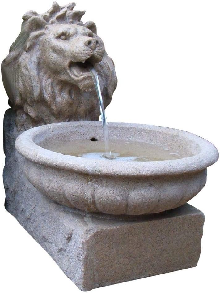 Ubbink Basel Fountain with Lion's Head (Sandstone Appearance) Polyresin Including LED