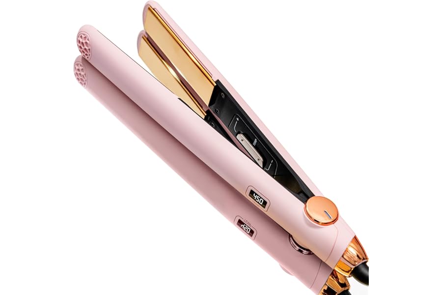 TYMO Flat Iron Hair Straightener and Curler 2 in 1 with 10s Fast Heating, 1 Inch Professional Titanium Straightening Curling Iron with 32 Adjustable Temp and Automatic Shut Off