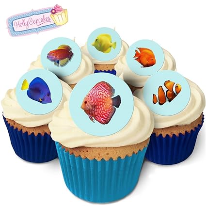 24 Fabulous Pre Cut Edible Wafer Cake Toppers Tropical Marine