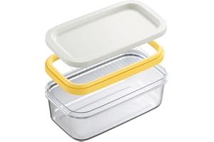 QKDS Butter Dish Butter Keeper with Cutter Slicer, Clear Airtight Butter Cutter Slicer For Easy Cutting And Storage, Covered Butter Dish Serving Tray with Butter insert for Home Kitchen
