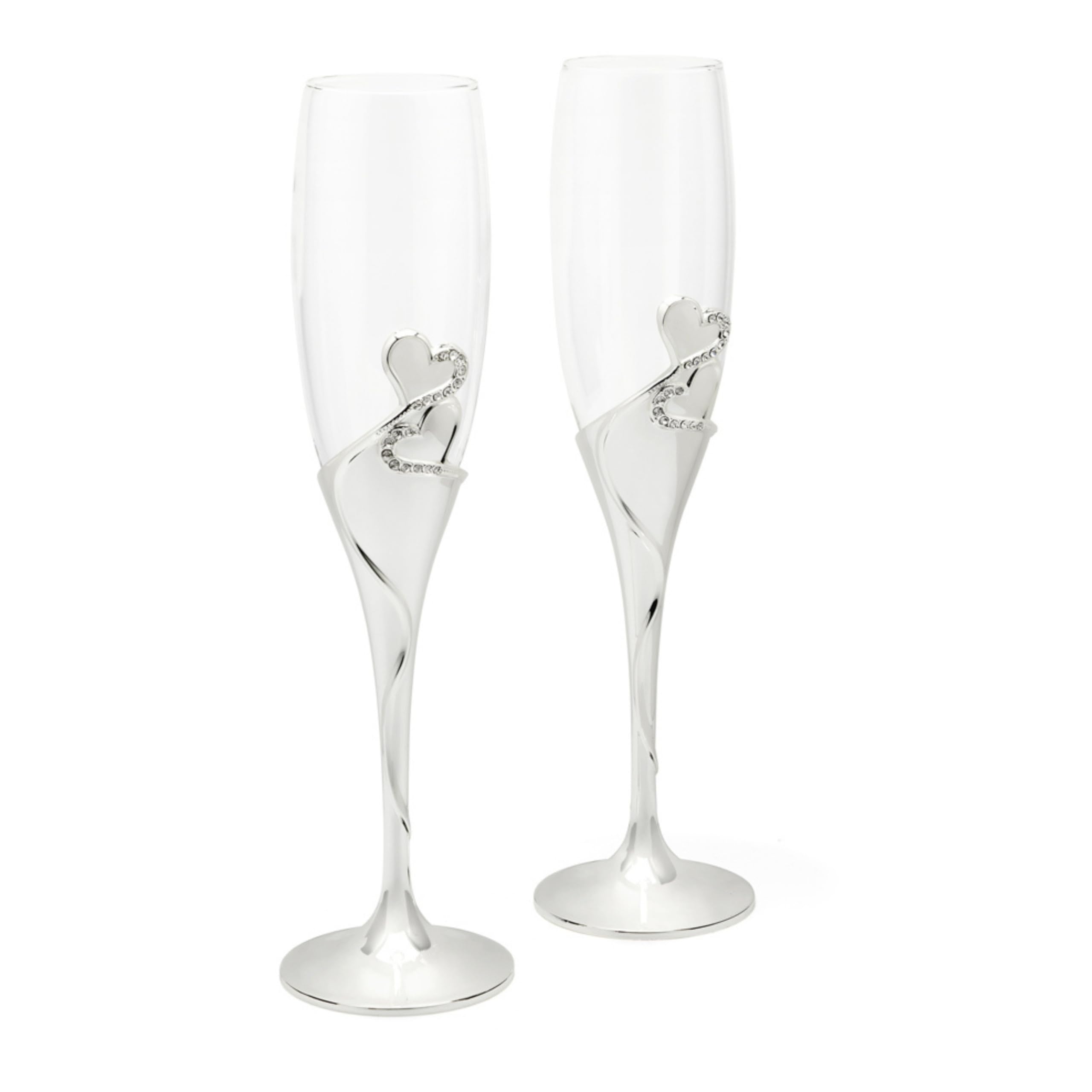 Zilverstad Silver-Plated Champagne Glasses, Heart, 2 Pieces