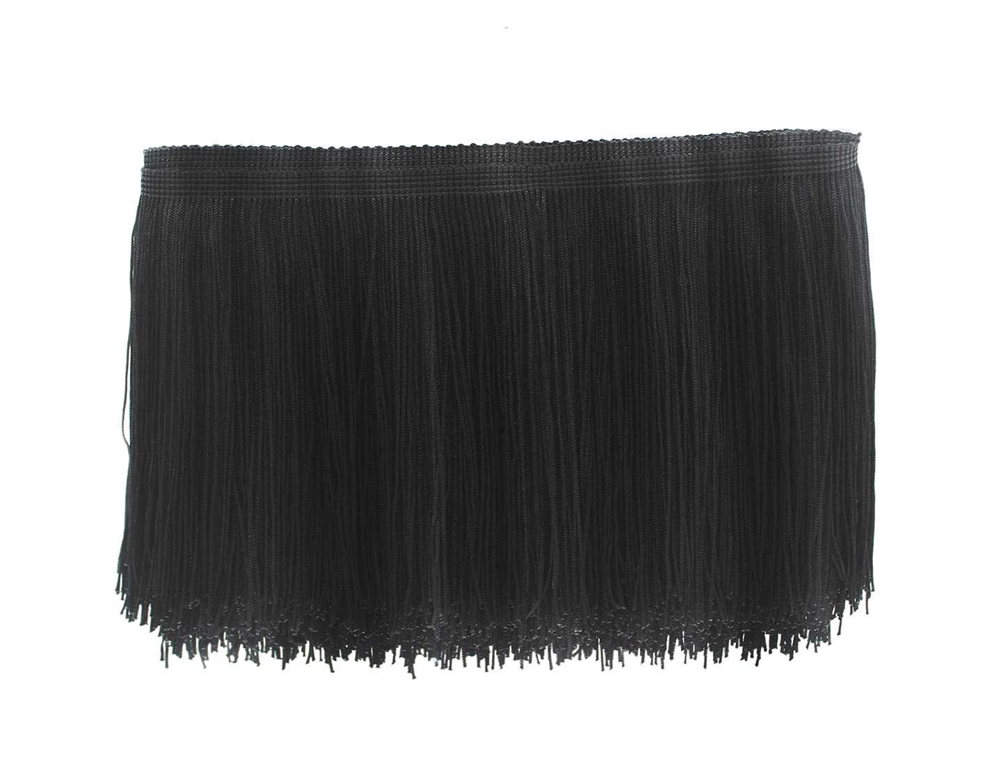 Yalulu 10 Meters Latin Fringe Tassel Trimming Lace Latin Macrame Samba Dance Clothing Curtain Lace Trim Polyester Single Band (Black)