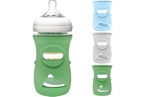 MIROLAM 3 Pack Silicone Sleeve for Philips Avent Glass Bottle - Shatter Proof Natural Silicone Bottle Sleeve for Anti Colic Baby Bottles 8 oz & 4 oz - Anti Flow Sleeve for Infant Bottles
