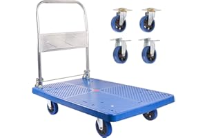 LCyindu 660LBS Push Cart Dolly,Foldable Platform Truck Dolly with 360° Swivel Wheels, Space-Saving Design, Heavy Duty Hand Flatbed Cart Moving Cart for Loading,Groceries, Garage, Warehouse