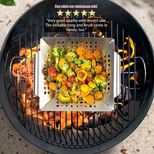 KALREDE Vegetable Grill Basket Set Heavy Duty Stainless Steel BBQ