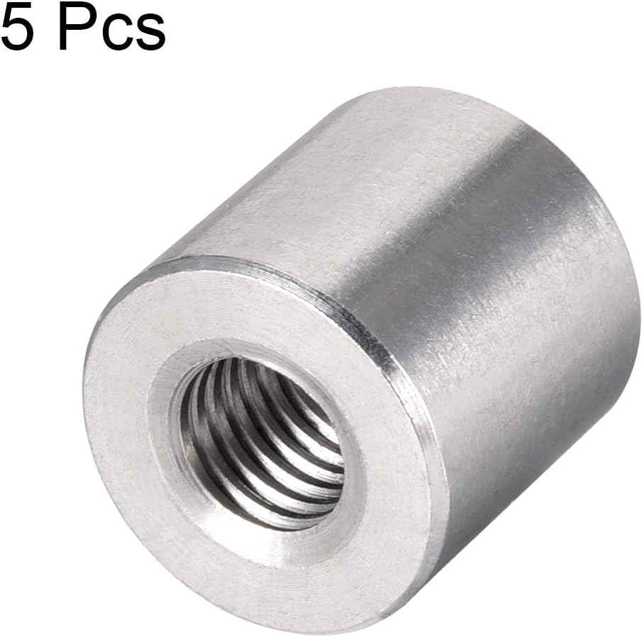 sourcing map Round Connector Nuts, M10x20mm Height Sleeve Rod bar Stud Nut Stainless Steel 304, Pack of 5 - Image 4