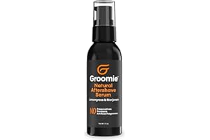 Groomie Natural Aftershave Serum for Bald Men - Mens Skin Care and After Shave for Head, Neck, Face & Chin - Soothing Balm to Tend Skin and Prevent Bumps and Razor Burn After Hair Removal - 1 OZ