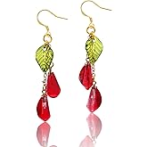 WLWDBY Handmade Pomegranate Seed Earrings - glass fruit earrings 925 Silver 14k Gold-Plated Hooks, Unique Nature-Inspired Jewelry for Women gift