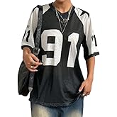 Oversized Jersey Women Summer Tops 2024 Grunge Graphic Tees Y2k Streetwear Short Sleeve Shirts