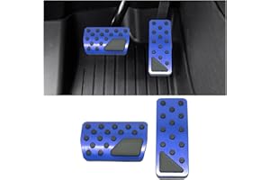 HZEL Car Pedal Cover, 2PCS Aluminum Alloy Vehicle Accelerator Gas Brake Pedal Pads, Non Slip No Drilling Auto Interior Foot Pedal Kit Compatible with 2011-2025 Grand Cherokee Durango(Blue)