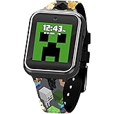 Minecraft Kids LED Smartwatch Interactive Gaming-Themed Watch 10 Changeable Faces, Step Counter, Calculator, Games, Selfie Cam, Alarm & Timer, Printed Silicone Straps – Fits Wrists 5.5"-8.0"