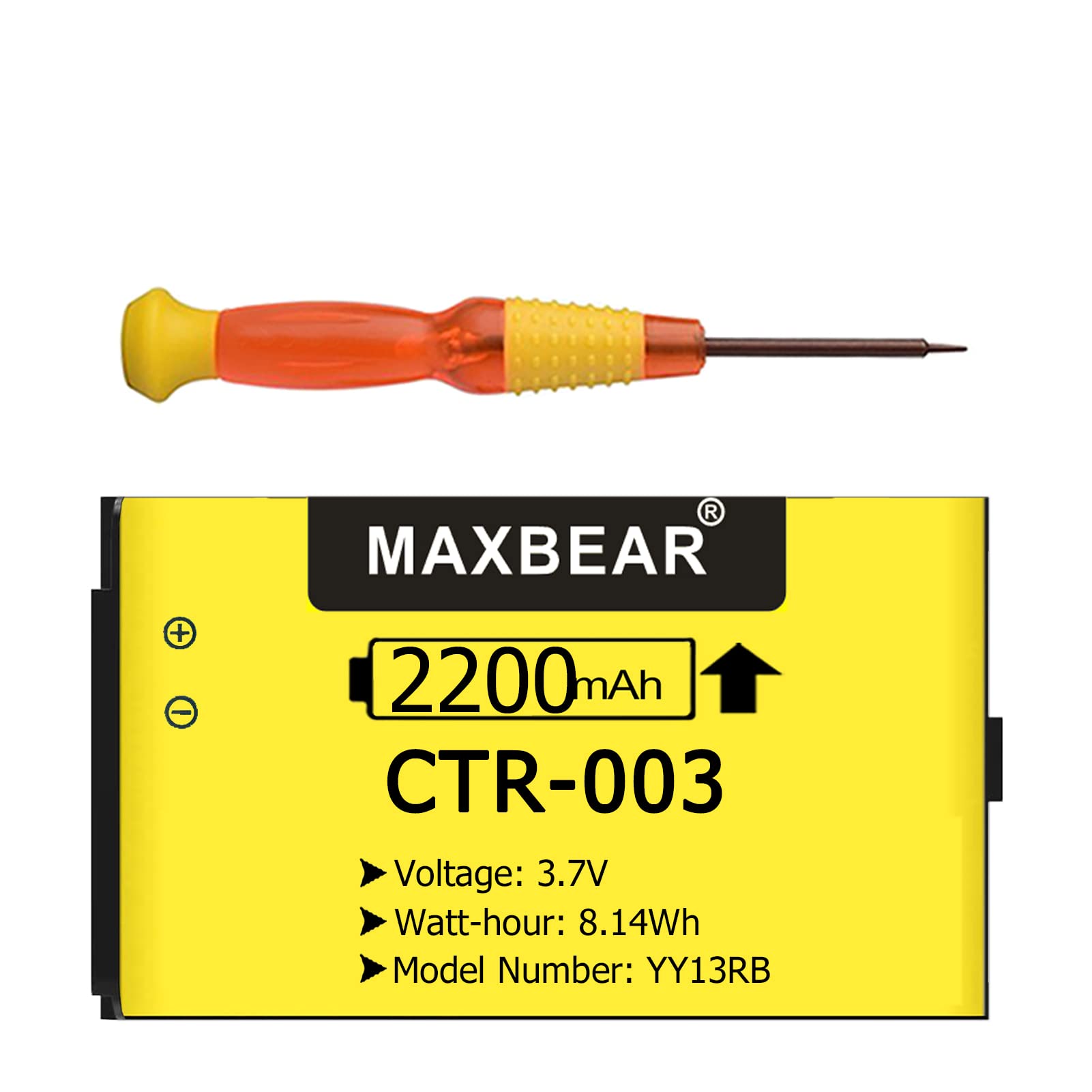 MAXBEAR CTR-003 Battery, (Upgraded) 2200mAh Li-ion New 0 Cycle Internal Replacement Battery for 3DS New 2DS XL 2DS Game Console with Repair Tool Kit