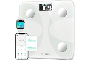 Runstar Smart Scale for Body Weight and Fat Percentage, High Accuracy Digital Bathroom Scale FSA&HSA Eligible with LCD Display for BMI 13 Body Composition Analyzer Sync with Fitness App - White
