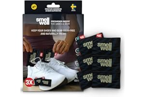 SmellWell - 3-Pack Scented Shoe Deodorizer Inserts - Odor Eliminators - Activated Bamboo Charcoal + Minerals - Natural Freshenes for Shoes, Bags, Gloves - 6 x 1.8oz Original Size Black Zebra