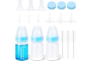 ASEVAT Pet Feeding Bottle, Anti-Choking Puppy Feeder Design,with 3pcs Replaceable and Reusable Silicone Nipples for Feeding Puppies, Kittens, Small Animals (Blue, 2 oz)