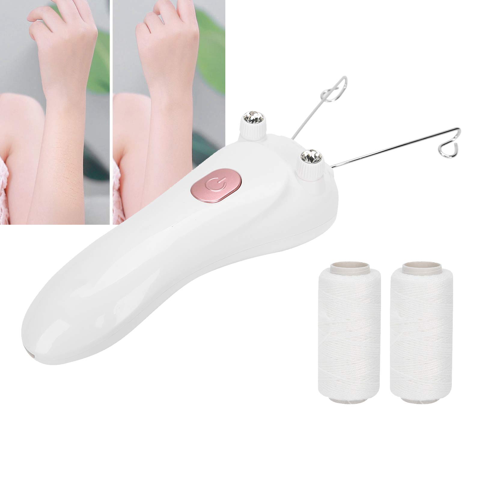 Threading Hair Removal Epilator, Electric Physical Threading Body Hair Removal Epilator for Women, USB Hair Removal Machine with 2 Cotton Thread for Remove Eyebrow Lip Chin