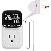Digital Thermostat Outlet Plug Temperature Controller Outlet Socket with 2.0m Sensor -40°C~120°C Heating Cooling Control 110V