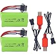 MOONZON 2PCS 7.4V 500mAh Lithium Battery with SM-4P 4 pin Plug USB Charging Cable for EC16 DE85 Remote Control Off Road Truck RC Car