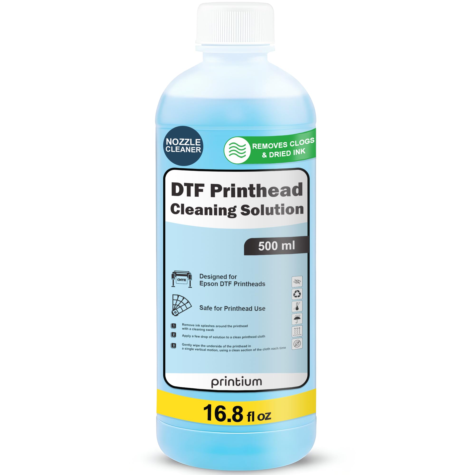 DTF Printhead Cleaning Solution 500ML (16.9 fl oz) – Nozzle Cleaner for ...