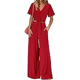 PRETTYGARDEN Women 2 Piece Summer Outfits Short Sleeve Strappy Top Wide Leg Pants Tracksuit Lounge Sets Beach Clothes